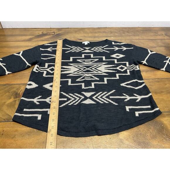 J Jill Linen Tribal Print Blouse Shirt Size Small Petite - Picture 4 of 7
